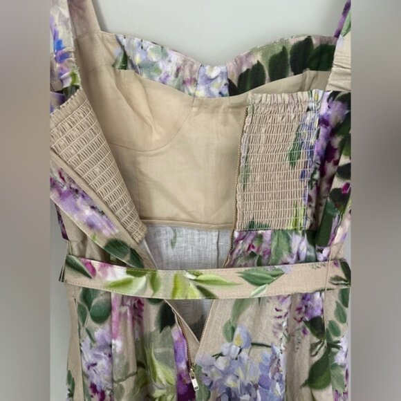 NEW Cara Cara Calypso Belted Midi Dress Wisteria Ginger Root Floral | US 4 UK 8 - Picture 12 of 14